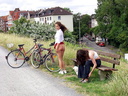 2 nude girls on bicycle and with dog 68
