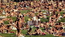 Hundreds of nude in park